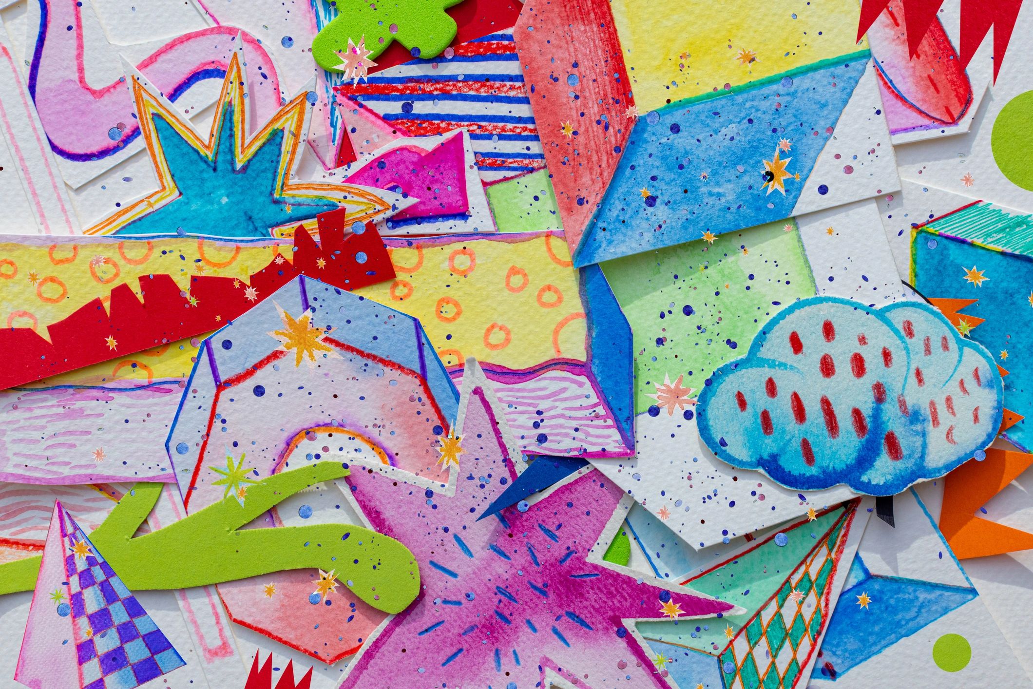 Playful abstract geometric shapes inspired by colorful dice
